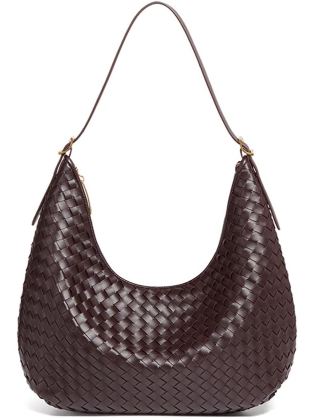 Shoulder Handbag for Women - Woven Hobo Bag Large Vegan Leather Purse Crescent B